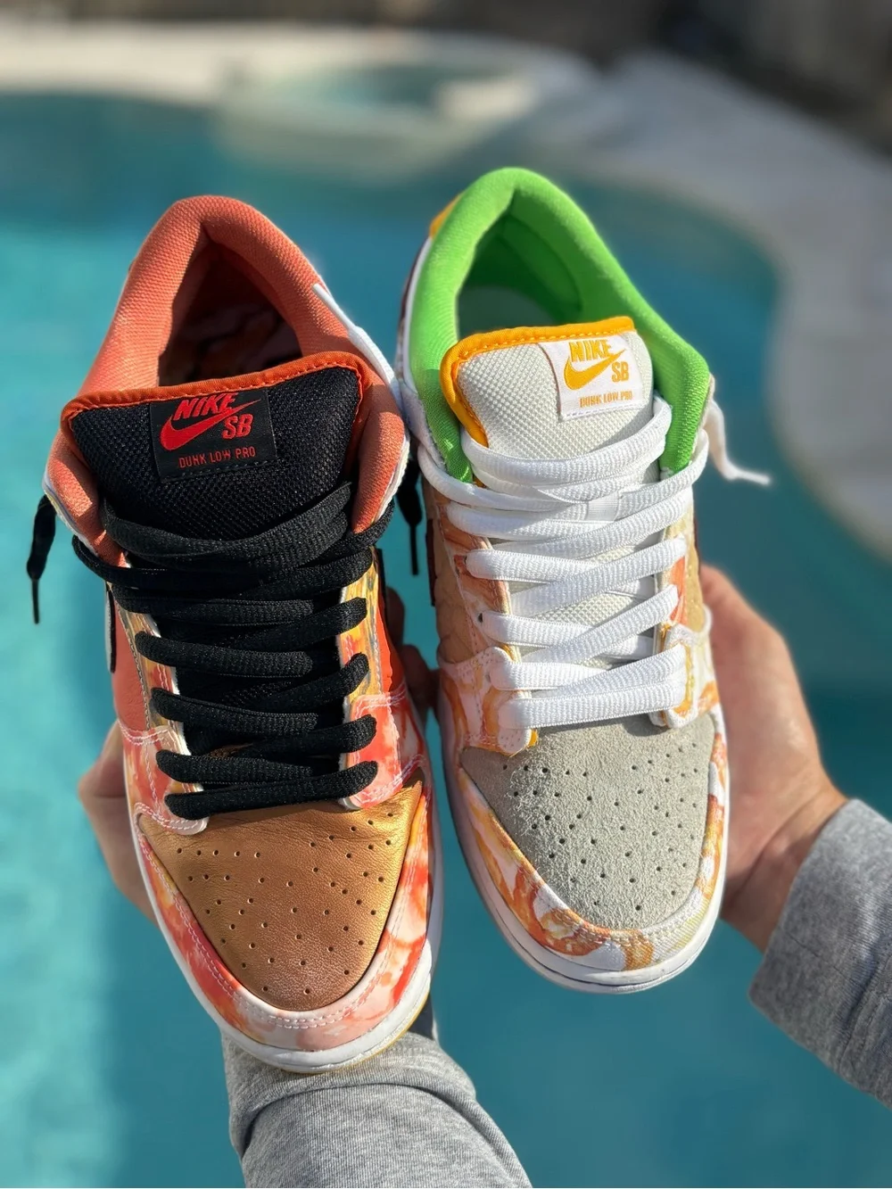 Two-Tone Tie-Dye Skate Sneakers - Orange, Green & Black